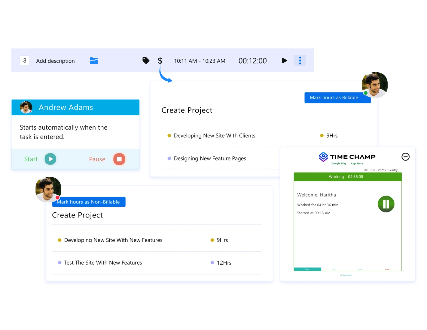 Track Work Hours with Complete Accuracy dashbaord